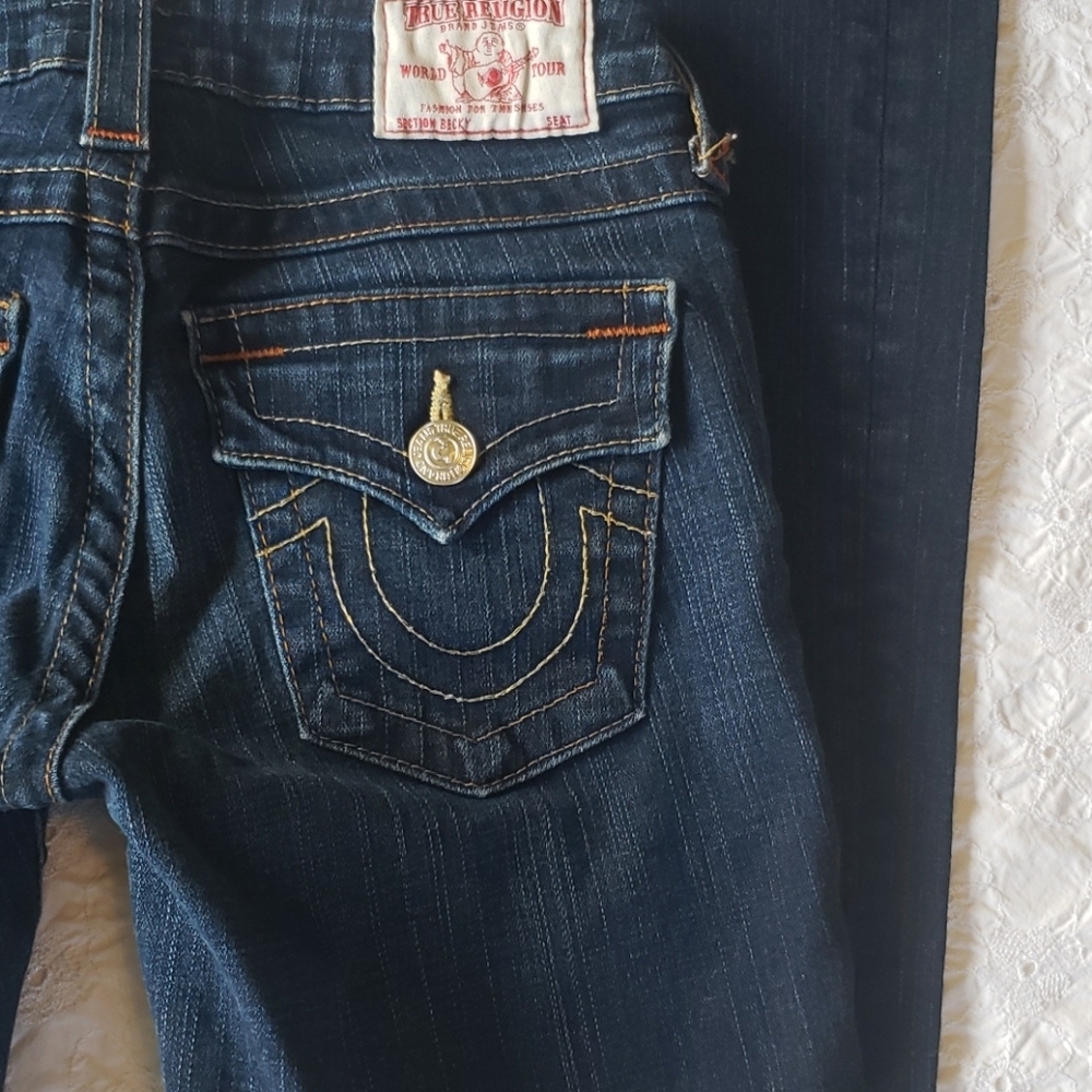 True Religion  dark Wash Women Jeans Boot Cut Size 26P - Picture 5 of 6